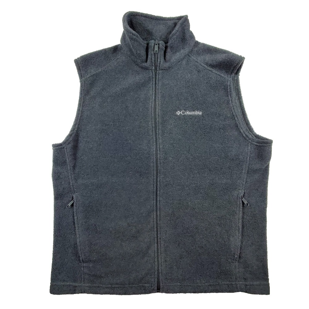 Columbia Fleece Vest Mens Large Gray‎ Full Zip Outdoor Layering